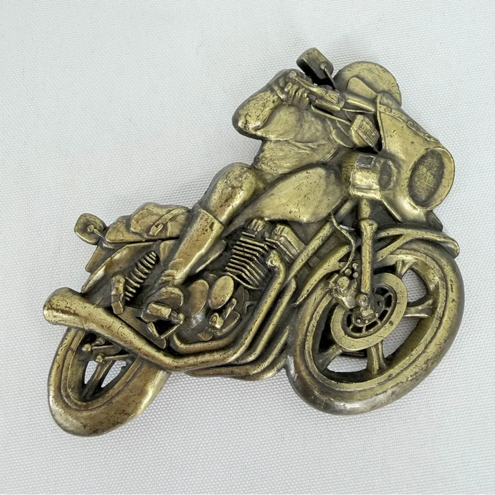 Vintage RJ Roberts Motorcycle Rider Belt Buckle
